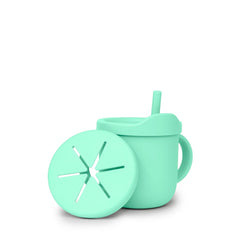 silicone sippy cup with straw / snack container for toddlers