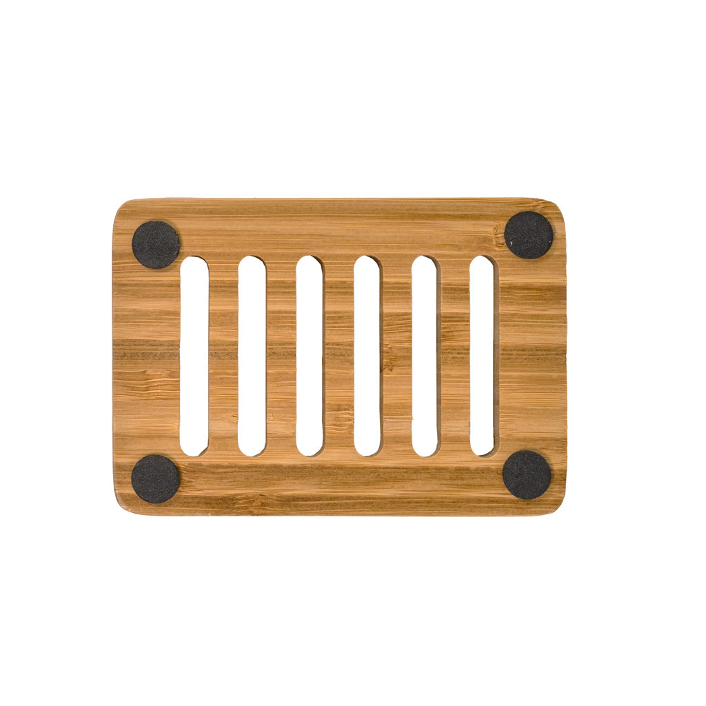 wooden soap dish - slatted - rectangular