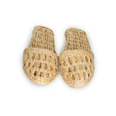 handmade woven crochet straw slippers