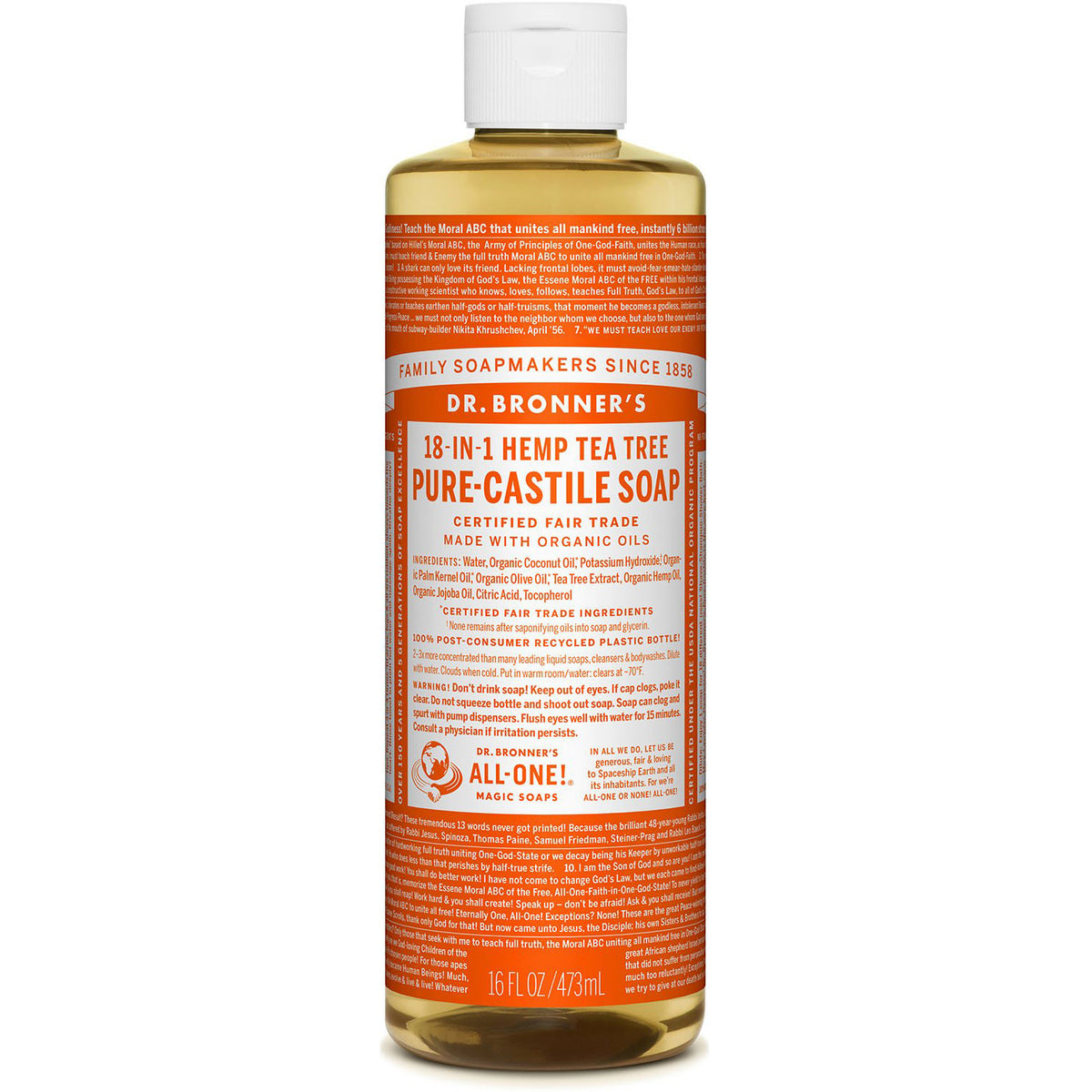 organic pure castile liquid soap - tea tree | Dr. Bronner's