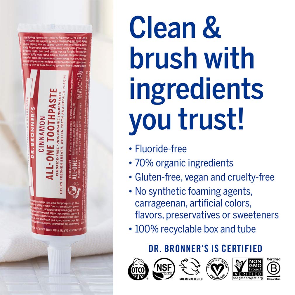 cinnamon vegan natural toothpaste | Dr. Bronner's