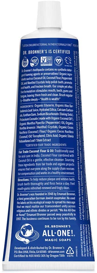 peppermint vegan natural toothpaste | Dr. Bronner's